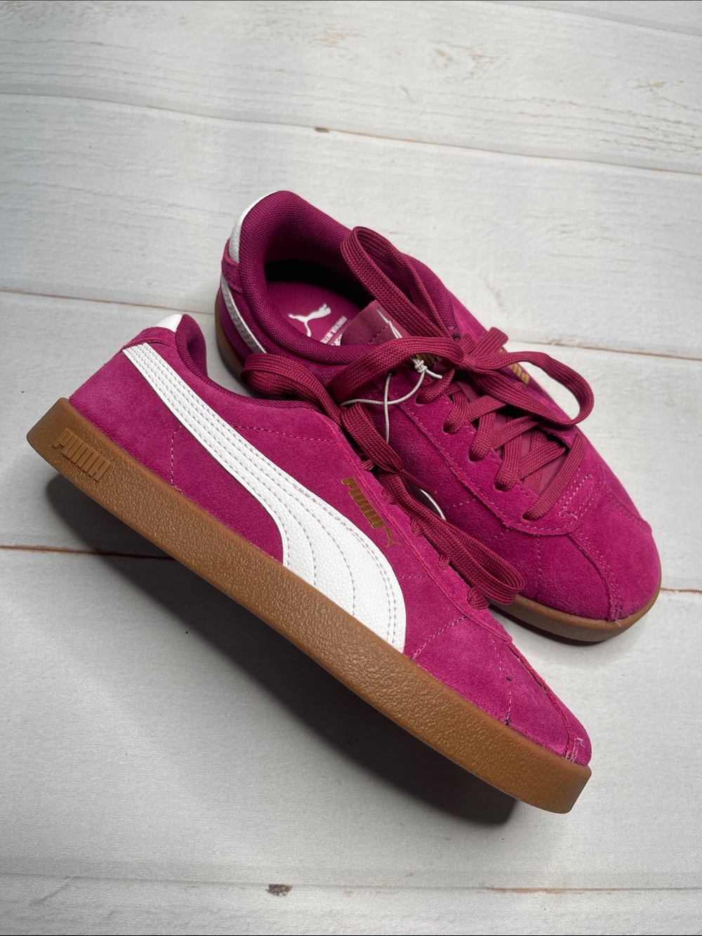 Puma 6 Raspberry Pink Sneakers Classic New Gum Sole Women’s Comfort Lace Up